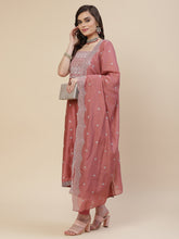 Neck Embroidered Chanderi Unstitched Suit Piece With Chanderi Dupatta